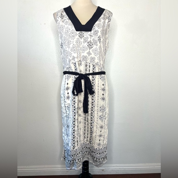 ANTHROPOLOGIE HD In Paris Eventide Dress Black White Midi Shift Size US 6 - Picture 4 of 13